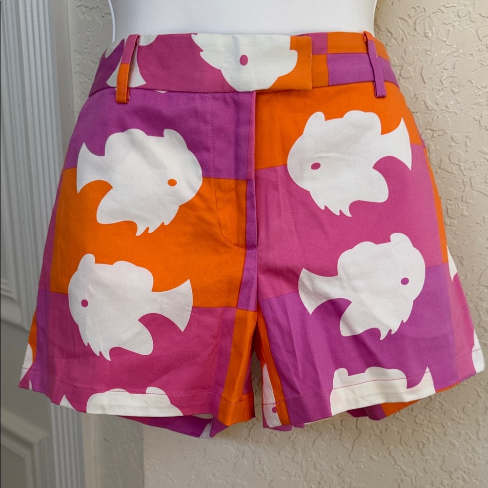 JB by Julie Brown Orange and Pink Fish Print Women's Shorts